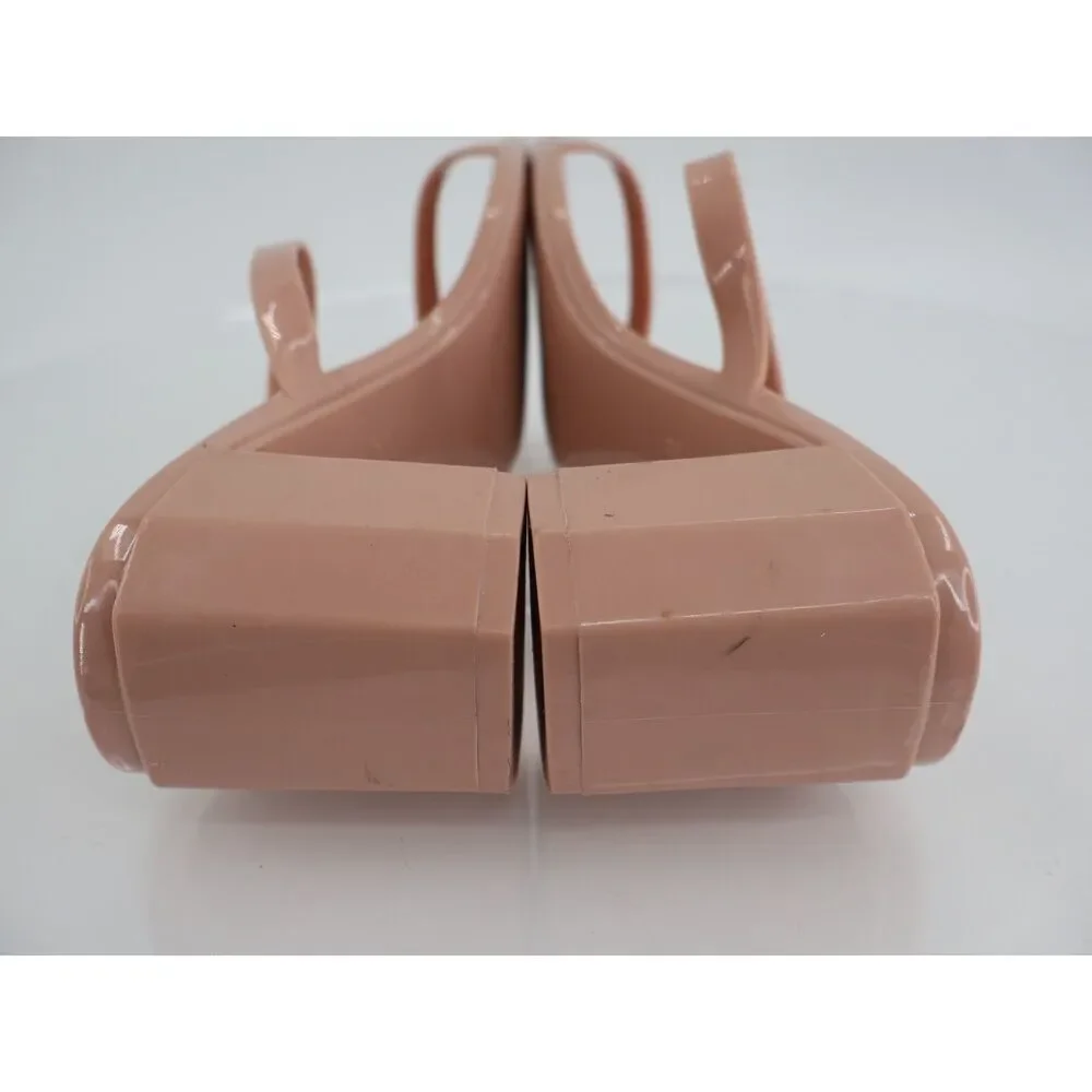 Jeffrey Campbell Jamm Mule Slide Sandal Strappy Nude Tan Size 10 Rubber Slip On